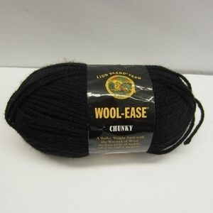 Lion Brand yarn ,‎ wool-ease chucky black ,wool/acrylic blened;bulk weight
